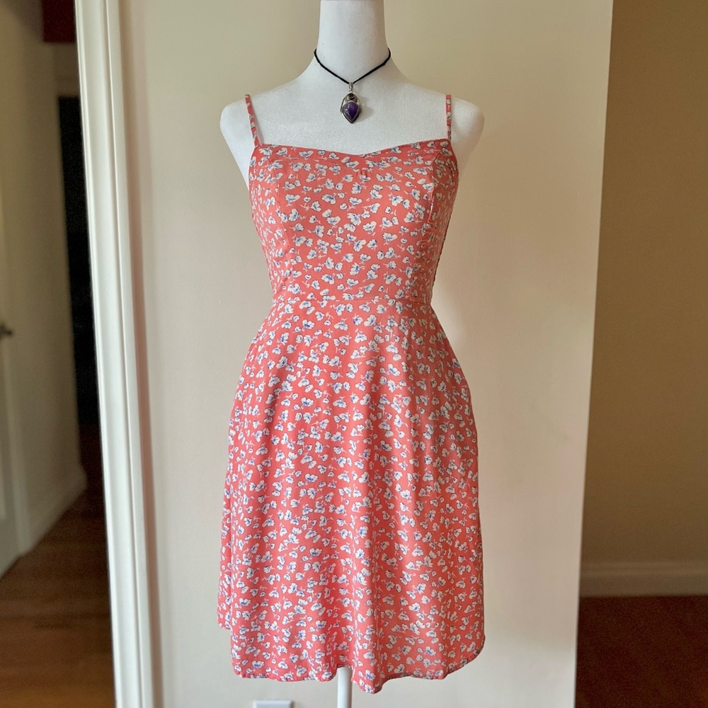 Pink Floral Mini Dress Coquette Babydoll Urban Outfitters Brandy Melville XS